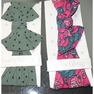 Baby Bling Bow Stretch Headband Set of Two Floral/Polka Dot One Size MSRP $28